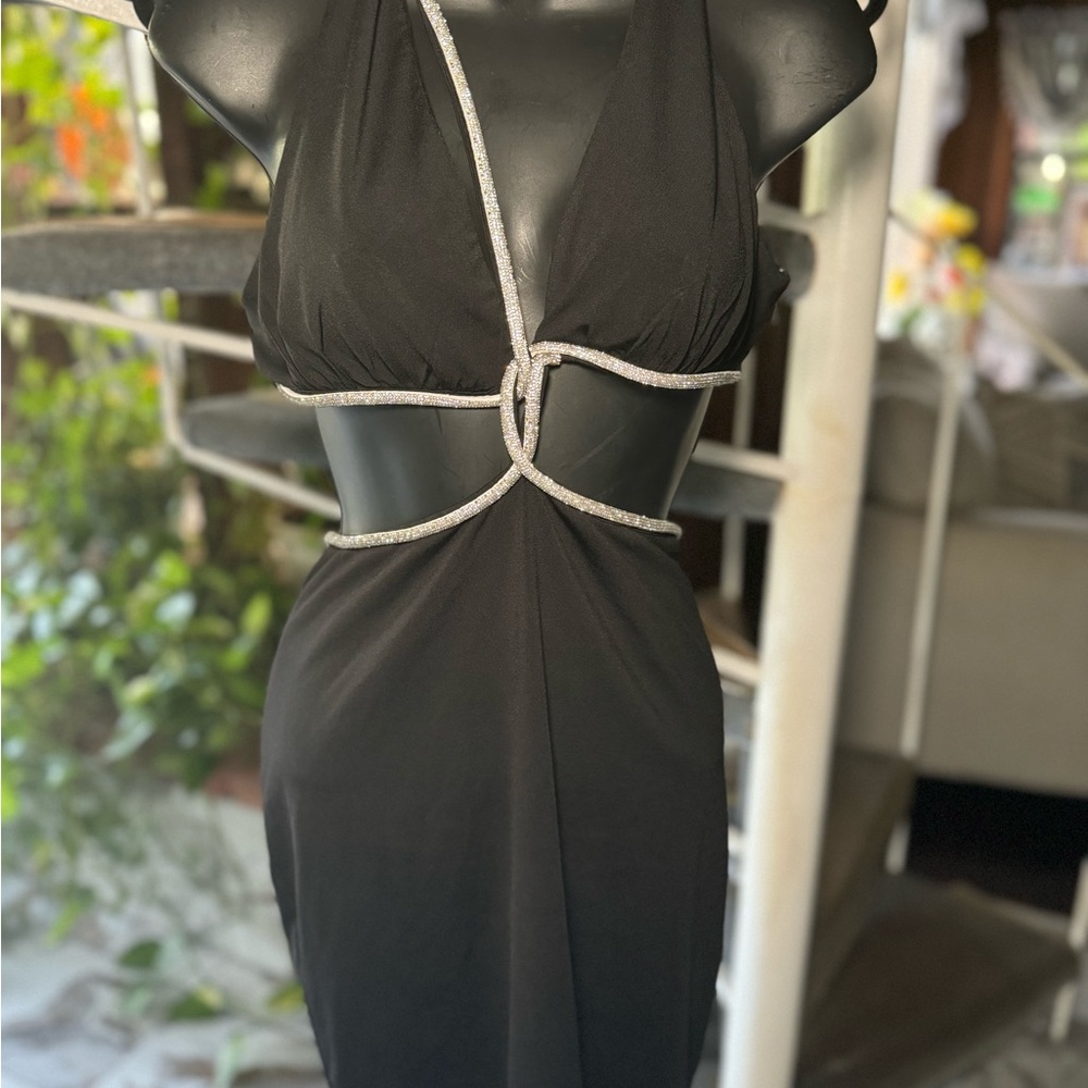 Elegant Black Dress with Silver Accents